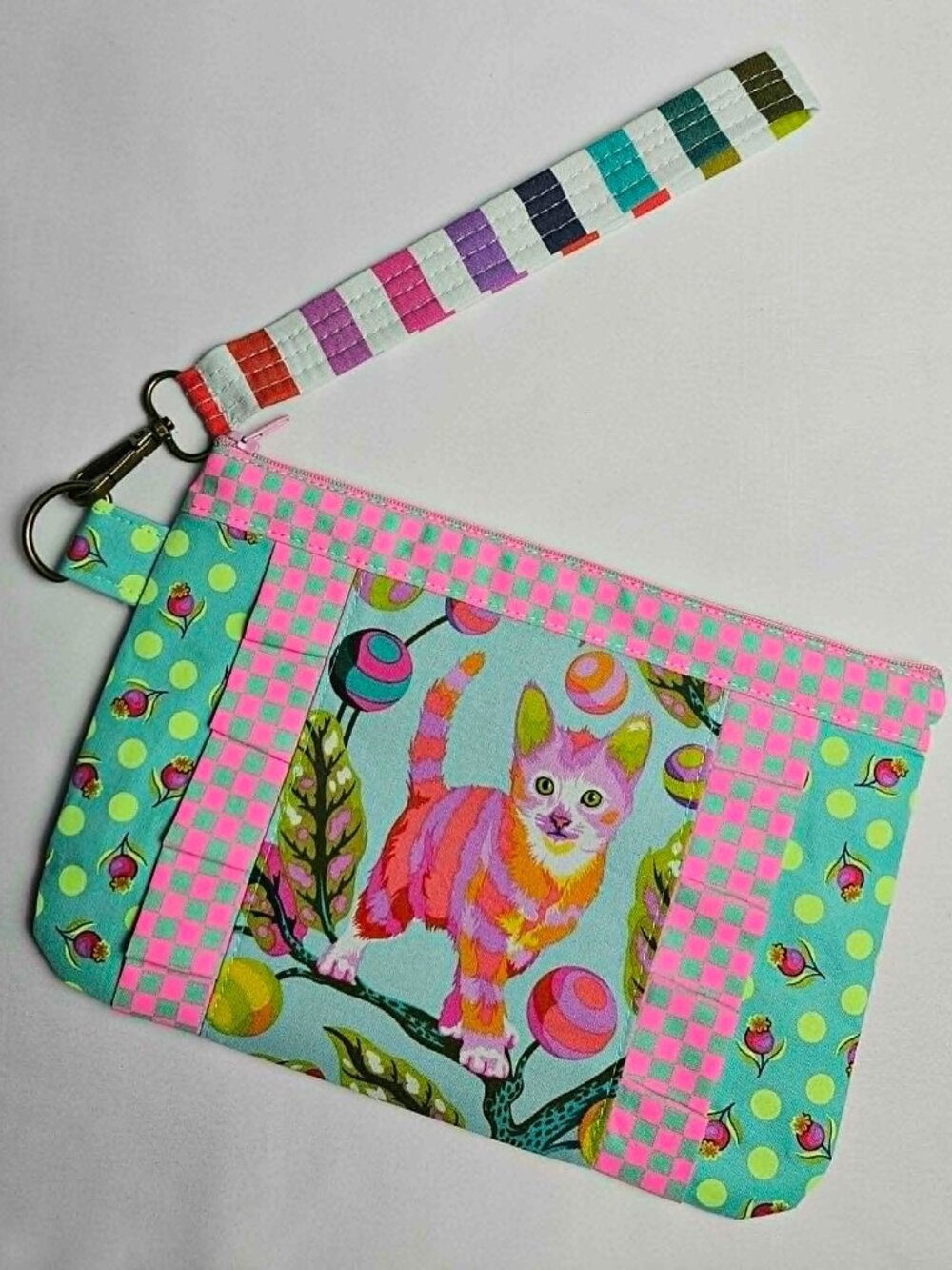 Tula Pink Disco Kitty Wristlet Wallet Purse: Gift for Women